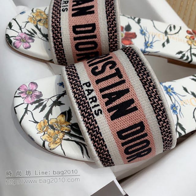 DIOR女鞋 迪奧2021專櫃新款磨砂新大底涼拖 Dior一字型刺繡平拖  naq1488